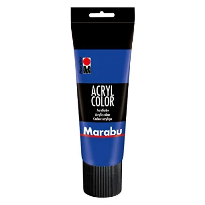 Abbildung von Marabu 12010025055 Acryl Color ultramarinblau dunkel 225 ml, cremige Acrylfarbe auf Wasserbasis, schnell trocknend, lichtecht, wasserfest, Auftragen mit Pinsel und Schwamm Leinwand, Papier, Holz