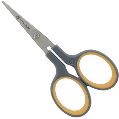 Abbildung von Westcott E 30444 00 Titanium Super Softgrip Silhouettenschere, 10 cm, gebogen, grau gelb