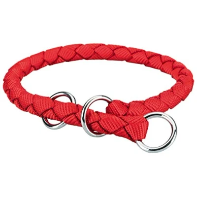 Abbildung von TRIXIE Cavo Zug Stopp Halsband Größe LXL: Halsumfang 5260 cm/ø 18 mm in rot Hundehalsband aus Gurtband für große bis sehr Hunde, rund geflochten, 144103