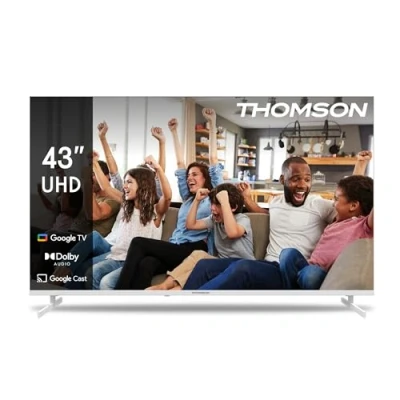 Abbildung von Thomson 43 Zoll (109cm) 4K Ultra HD Weiß Smart Google TV, Wi Fi, Dolby Vision IQ, Atmos, HDR10, Bluetooth 5.1, Triple Tuner (Kabel/Satellit/Antenne), HDMI, CI+, A+ Panel 43UG4S14W