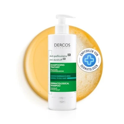 Abbildung von VICHY Anti Schuppen Shampoo, Für normales bis fettiges Haar, Juckreiz mildernd und hydratisierend, Mit Salicylsäure, Selendisulfid Vitamin E, Dercos Advanced Action Schuppen, 390 ml