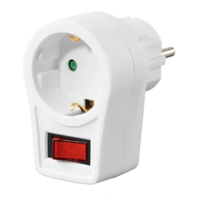 Abbildung von Hama Steckdosenadapter (Schutzkontakt Stecker, mit Schalter, Ein /Aus Adapter, Schutzkontaktsteckdose, Energiesparen, Stromsparen) weiß