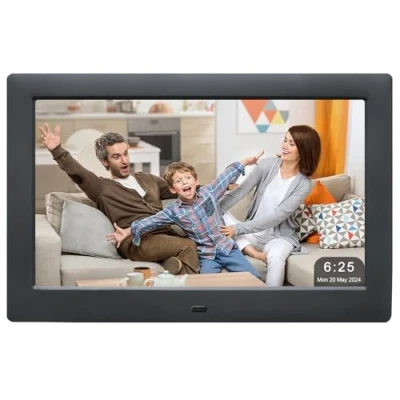 Abbildung von 10,5 Zoll Digitaler Bilderrahmen, Foto Videoplayer mit Fernbedienung, Fotorahmen Multi Slideshow/4 Fenster Display, elektronischer Bilderrahmen