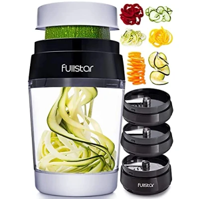 Abbildung von Spiralschneider Gemüse mit Behälter Gemüseschneider Spaghetti Gemüsehobel für Gemüsespaghetti, Zucchini Karotte Gurke Kürbis Kartoffel (6 in 1)