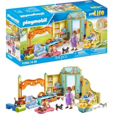 Abbildung von PLAYMOBIL Welpenhaus Welpenspielzeug Kind Tierfiguren Set Spielzeug für Kinder ab 4 Jahren 71743