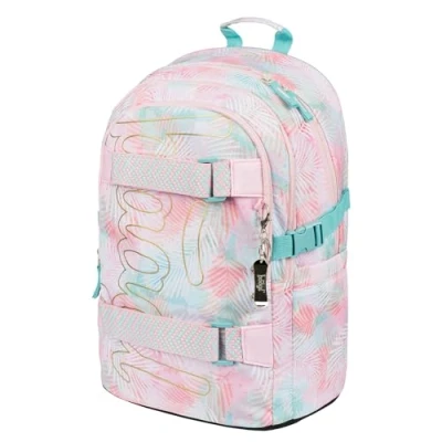 Abbildung von Baagl Schulrucksack für Jungen Mädchen Teenager Skateboard Rucksack Kinderrucksack mit Laptopfach und Brustgurt Schule, Weiterführendeschule, Mittelschule (Sunset)