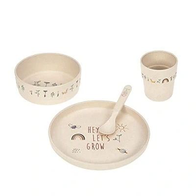Abbildung von LÄSSIG Kindergeschirr Set (Teller, Becher, Schälchen, Löffel) ohne Melamin, BPA frei, für Spülmaschine und Mikrowelle/Dish Garden Explorer, Mehrfarbig
