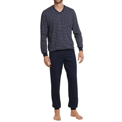 Abbildung von Schiesser Herren Lang Mit Bündchen Nightwear Set Zweiteiliger Schlafanzug, Dunkelblau_159618, 58 EU