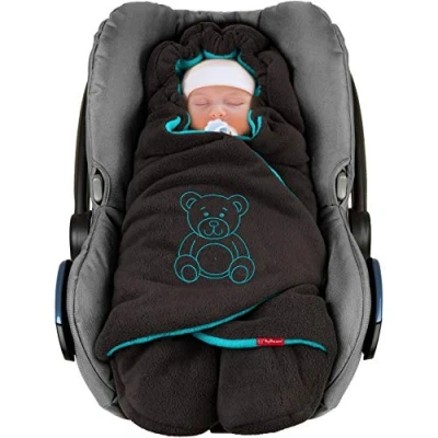 Abbildung von ByBoom Baby Winter Einschlagdecke Das Original mit dem Bären, Universal Kuscheldecke für Babyschale, Autositz, Decke Kinderwagen, Buggy