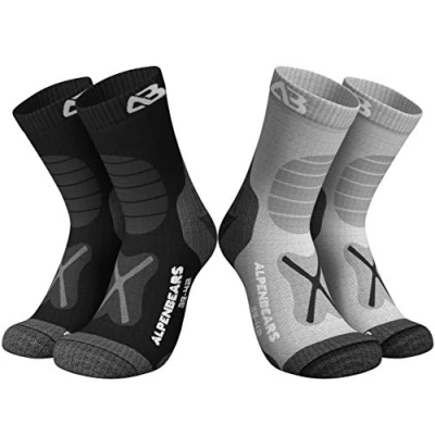 Abbildung von Alpen Bears Wandersocken aus Merino Wolle [2 &amp; 3 Paar] Profi Trekkingsocken zum Wandern Outdoor Socken für Damen Herren Kinder Warme Funktionssocken Trekking Sportsocken