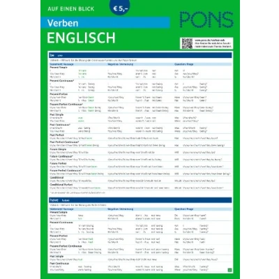 Abbildung von PONS Verben Auf einen Blick Englisch (PONS Blick)