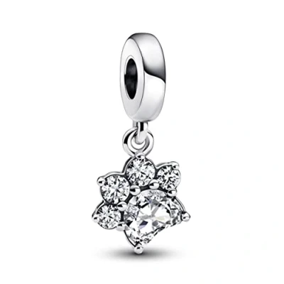 Abbildung von PANDORA Funkelnder Pfotenabdruck Charm Anhänger aus Sterling Silber mit Zirkonia Kompatibel Moments Armbänder