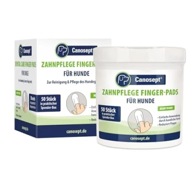 Abbildung von Canosept Zahnpflege Finger Pads für Hunde 3 x 50 Stück Hund Fingerlinge Zahnsteinentferner Gegen Mundgeruch &amp; Zahnstein