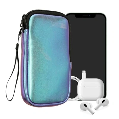 Abbildung von kwmobile Handytasche für Smartphones XXL 7&quot; Neopren Handy Hülle Metallic Petrol Tasche 17,7 x 8,5 cm Innenmaße