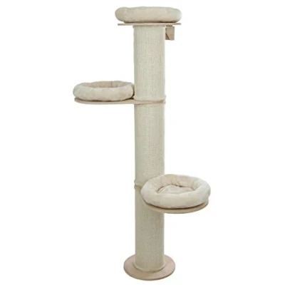 Abbildung von Kerbl Pet Kratzbaum Dolomit Tower für Katzen, 187 cm Höhe, Beige, 3x Liegefläche, Sisalsäule zum Kratzen, Inkl. Wandhalterung, Bis 10 kg
