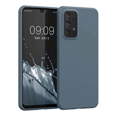 Abbildung von kwmobile Hülle kompatibel mit Samsung Galaxy A33 5G weiches TPU Silikon Case Cover geeignet für kabelloses Laden Dunkler Schiefer