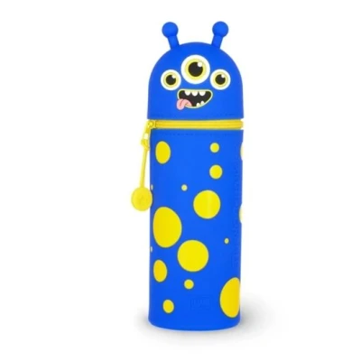 Abbildung von Legami Kawaii 2 in 1 Schulmäppchen aus weichem Silikon, Monster Thema, Stifthalter, Reißverschluss, Buntstifte, Marker, H 18,5 cm