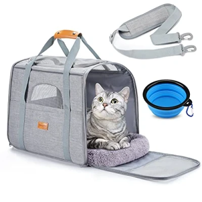Abbildung von Morpilot Transportbox Katze Katzen transportboxen, Faltbare katzentasche transporttasche, hundetragetasche Transporttasche mit Einstellbar Schultergurt katzenbox für Kleiner Hund Welpe