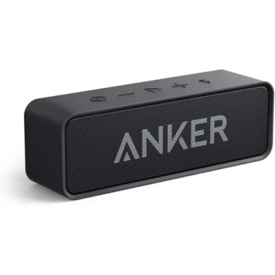 Abbildung von Anker SoundCore Kompakter Bluetooth Lautsprecher, 24 Stunden Wiedergabe, Intensiver Bass, Integriertes Mikrofon, kompatibel mit iPhone, iPad, Samsung, Nexus, HTC und mehr (in Schwarz)