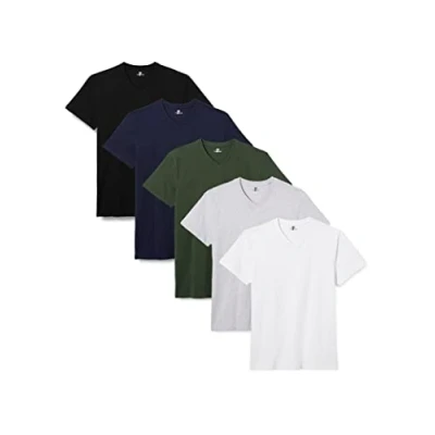 Abbildung von Lower East Herren Le156 T Shirt, Weiß/Hellgrau Melange/Dunkelblau/Dunkelgrün/Schwarz, XL EU