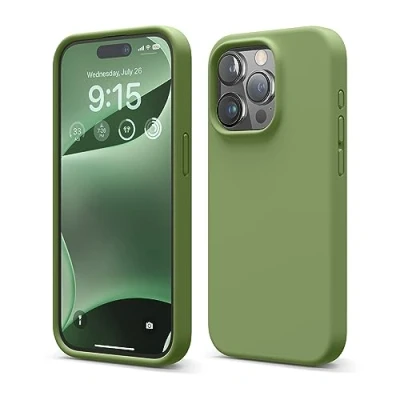 Abbildung von elago Schutzhülle aus Flüssigsilikon, kompatibel mit iPhone 15 Pro, Premium Qualität, Rundumschutz [stoßfeste Struktur 4 Schichten], weiches Mikrofaserfutter, Kratzfest (Zederngrün)