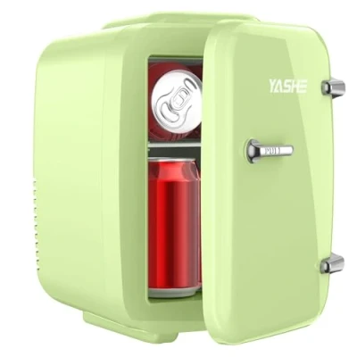Abbildung von YASHE Mini Kühlschrank, 4 Liter Kühlschränke für Kosmetik, Getränke, 220V AC/ 12V DC Thermoelektrische Kühlung und Erwärmung, Kleiner Kühlschrank Schlafzimmer, Büro, Wohnheim, Auto (Grün)