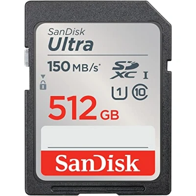Abbildung von SanDisk Ultra SDXC UHS I Speicherkarte 512 GB (Für Kompaktkameras der Einstiegs und Mittelklasse, Full HD Videos, U1, C10,V10, bis 150 MB/s Lesegeschwindigkeit, 10 Jahre Garantie)