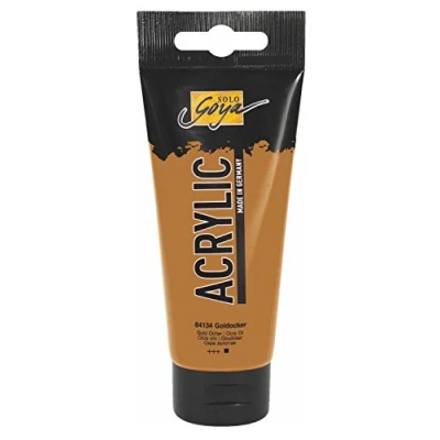 Abbildung von KREUL 84134 Solo Goya Acrylic, 100 ml Tube in goldocker, cremige vielseitig einsetzbare Acrylfarbe Studienqualität, auf Wasserbasis, schnell und matt trocknend, gut deckend, wasserfest