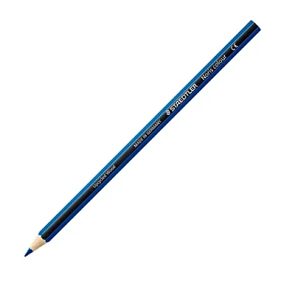 Abbildung von STAEDTLER Buntstifte Noris colour, blau, rutschfeste Soft Oberfläche, hohe Bruchfestigkeit, Made from Upcycled Wood, intensive Farben, Sechskantformat, 12 blaue Farbstifte, 185 3