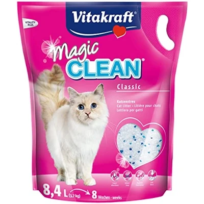 Abbildung von Vitakraft Magic Clean Classic, Katzenstreu nicht klumpend, aus Mineralkügelchen, Bakterienhemmend, besonders staubarm, reicht für 8 Wochen (1x 8,4l)