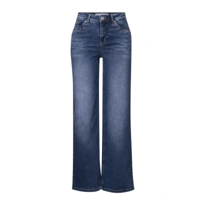 Abbildung von Street One WIDE LEG MIT Nieten Jeans Straight Leg, Damen, Größe: 26x28, Blau