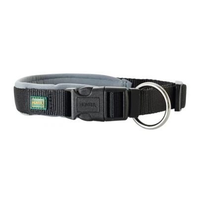Abbildung von HUNTER Neopren VARIO PLUS Halsung, Hundehalsband, Nylon, mit gepolstert, 45/2,0 (M), schwarz/grau