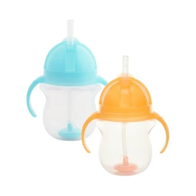 Abbildung von Munchkin Click Lock Tip &amp; Sip Strohhalmbecher Set Trinklernbecher Mit Strohhalm für Babys Kleinkinder BPA frei Auslaufsicher Gewichtstrohhalm 2er Pack Blau/Orange