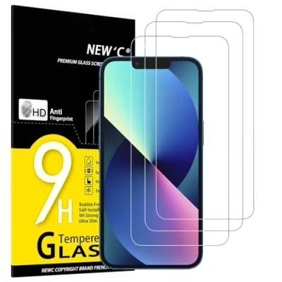 Abbildung von NEW&#039;C 3 Stück für iPhone 14,iPhone 13,iPhone 13 Pro Panzerglas (6,1 Zoll), Frei von Kratzern, 9H Härte, HD Displayschutzfolie, 0.33mm Ultra klar, Ultrabeständig