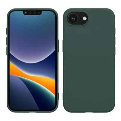 Abbildung von kwmobile Hülle kompatibel mit Apple iPhone 16e weiches TPU Silikon Case Cover geeignet für kabelloses Laden Moosgrün