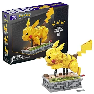 Abbildung von Mega Pokémon, Motion Pikachu Figur zum Zusammenbauen, 1.095 Teile, beweglich, kompatibel mit allen Bausets von Spielzeug ab 12 Jahre, HGC23