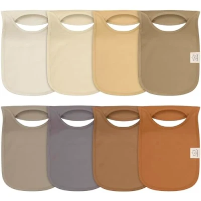 Abbildung von 8 Stück Baby Lätzchen Mädchen, Junge Anzieh Dreieckstuch Baby, Super Absorbierende Sabberlätzchen Halstuch Neugeborene, Bio Baumwolle Drool Babylätzchen(Terracotta)