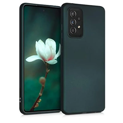 Abbildung von kwmobile Case kompatibel mit Samsung Galaxy A52 / 5G A52s Hülle Schutzhülle aus Silikon metallisch schimmernd Handyhülle Metallic Petrol
