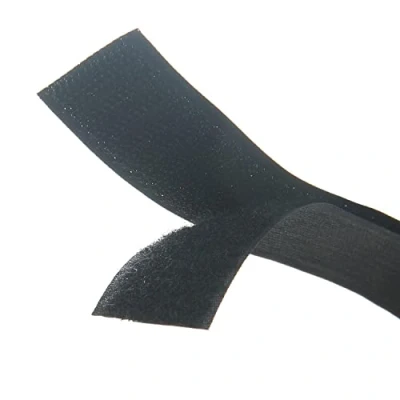 Abbildung von Schwarzes Klettband Set zum Aufnähen, mit nicht klebender Rückseite aus Nylongewebe, 3 cm 1 m