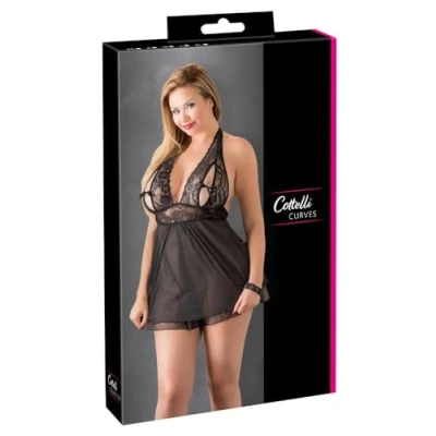 Abbildung von Cottelli Collection Damen 27411301051 Sexy Dessous Kleid, Transparent, Schwarz (Nero 001), 54 (Herstellergröße: X Large)
