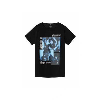 Abbildung von Name it Wednesday Tshirt print für Kinder, Größe: 122/128, Black