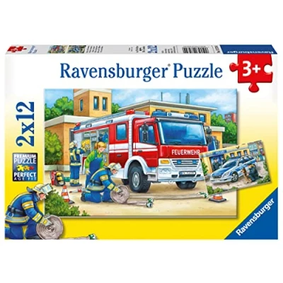 Abbildung von Ravensburger Kinderpuzzle 07574 Polizei und Feuerwehr Puzzle für Kinder ab 3 Jahren, mit 2x12 Teilen