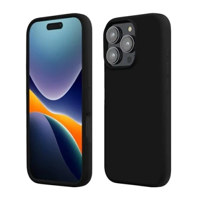 Abbildung von kwmobile Hülle kompatibel mit iPhone 16 Pro Silikon Handy Case Handyhülle weiche Oberfläche kabelloses Laden Schwarz