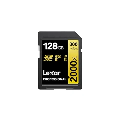 Abbildung von Lexar Professional 2000x SD Karte 128GB, SDXC UHS II Speicherkarte ohne Lesegerät, Bis Zu 300MB/s Lesen, Class 10, U3, V90 für DSLR, Videokameras in Kinoqualität (LSD2000128G BNNAG)