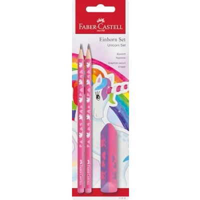 Abbildung von FABER CASTELL 111516 Schreibset Einhorn mit Bleistifte HB und Radiergummi, Schulset für Kinder