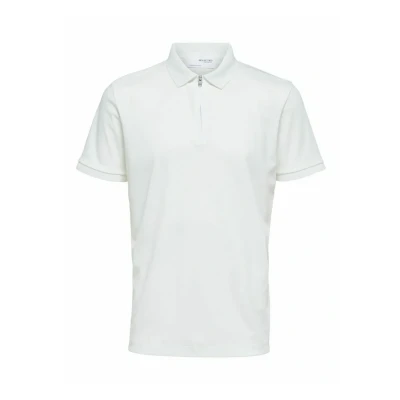 Abbildung von Selected Homme Slhfave ZIP Poloshirt offwhite, laser denim, Herren, Größe: Large, Off white, denim