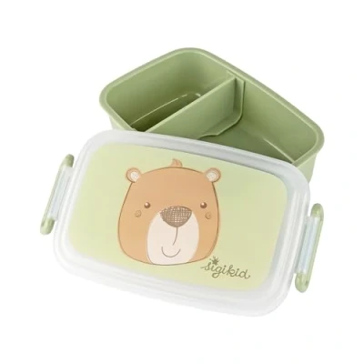 Abbildung von sigikid 25370 Brotzeitbox Bär Lunchbox mit Trennwand, BPA frei, sicher, leicht, empfohlen für Kinder ab 1 Jahr
