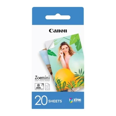 Abbildung von Canon ZP 2030 Original ZINK Fotopapier 20 Blatt für Zoemini Sofortbildkamera/Fotodrucker (Papierformat 5x7,5cm, Sticker ohne Rand, Kleberückseite, kein Verschmieren, wasserabweisend, reißfest​)