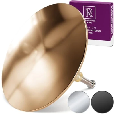 Abbildung von M. ROSENFELD HOME Gold Badewannenstöpsel Ø 72 Stöpsel Badewanne aus Messing mit Doppel Dichtung Rostfrei Badewannen Verschluss Badezimmer zubehör