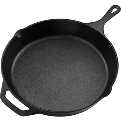 Abbildung von KICHLY Vorgewürzte Gusseisenpfanne Gusseisen Bratpfanne 12 zoll (30,5 cm) rund Eisenpfanne für Herd und Grill